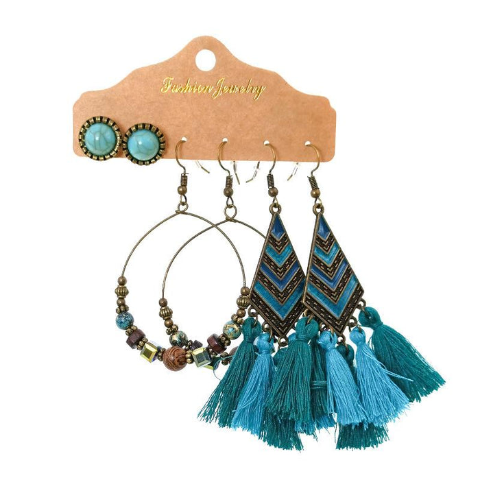 3 pairs/set Earrings Bohemian Style Jewelry X0X36204