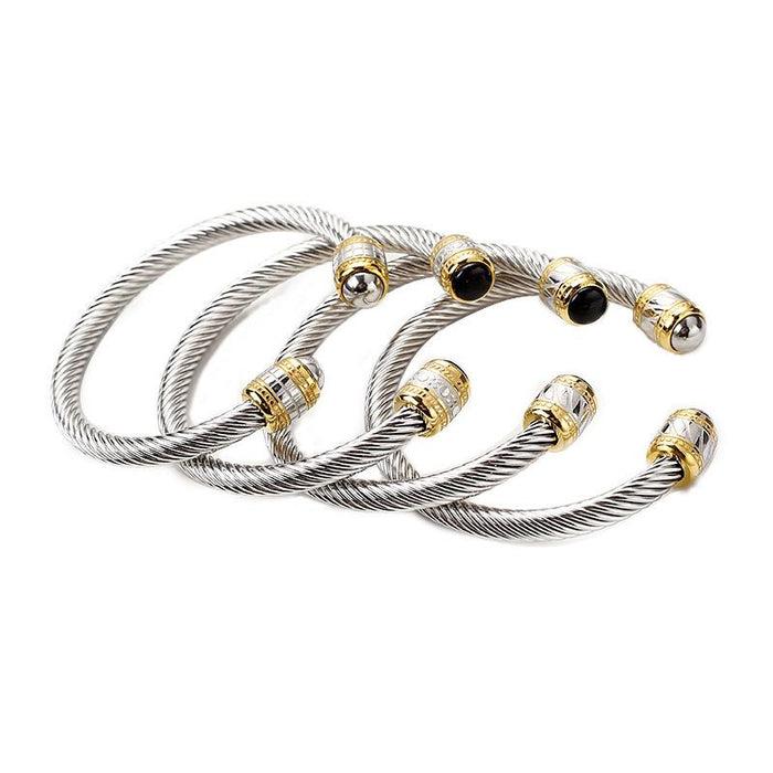 New Titanium Steel Bracelet Twisted Wire Fashion Silver Color Bracelet Bangle