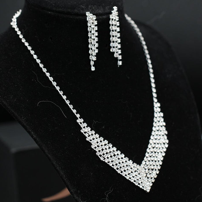 New Simple Female Jewelry Necklace Earring Two Piece Suit