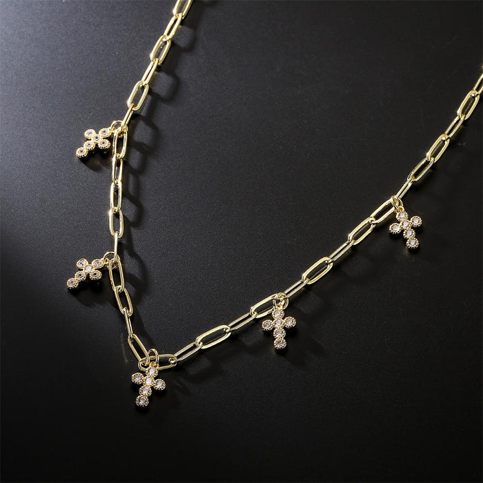 New Short Neck Necklace Zircon Cross Necklace