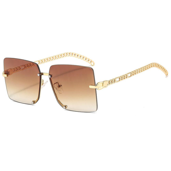 Sunglasses Women's square metal half frame sunglasses