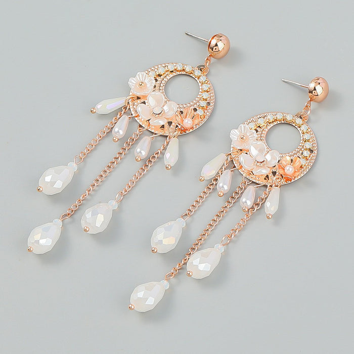 Boho Floral Tassel Drop Earrings