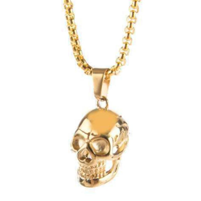 Gold-plated Skull Necklace Punk Jewelry