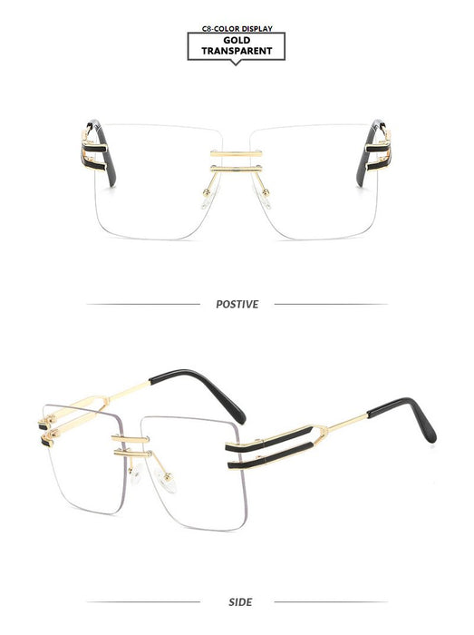Large frame square metal sunglasses
