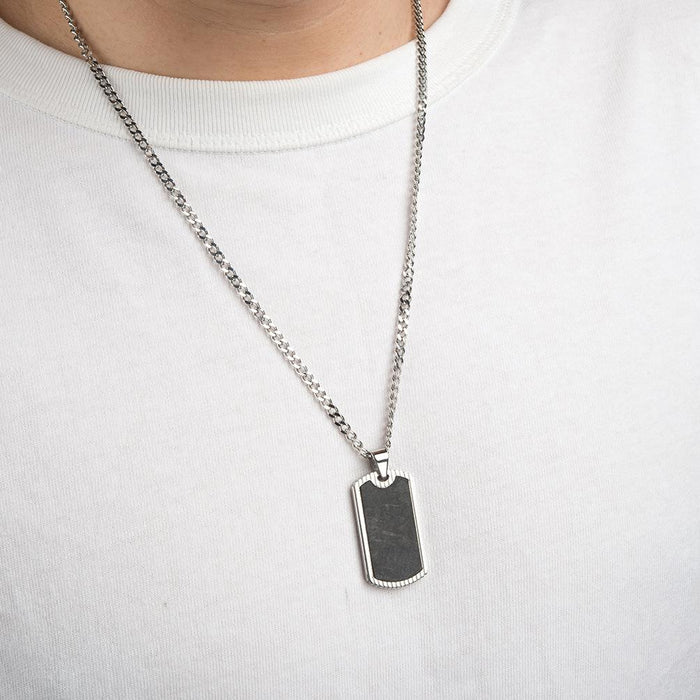 Men's Vintage Carbon Fiber Stainless Steel Pendant Necklace