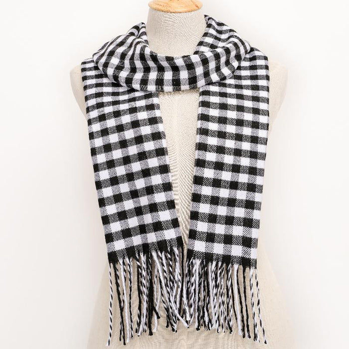 Winter Tassel Lattice Warm Scarves