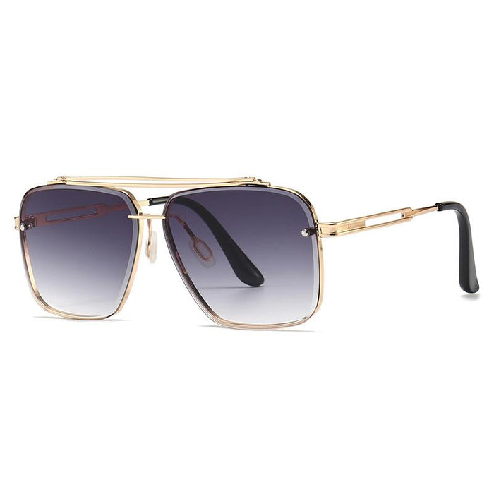 Men's and women's square metal double beam Sunglasses