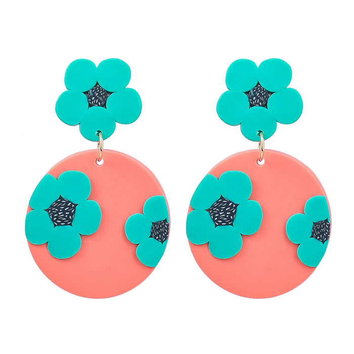 Summer Geometric Floral Terracotta Earrings
