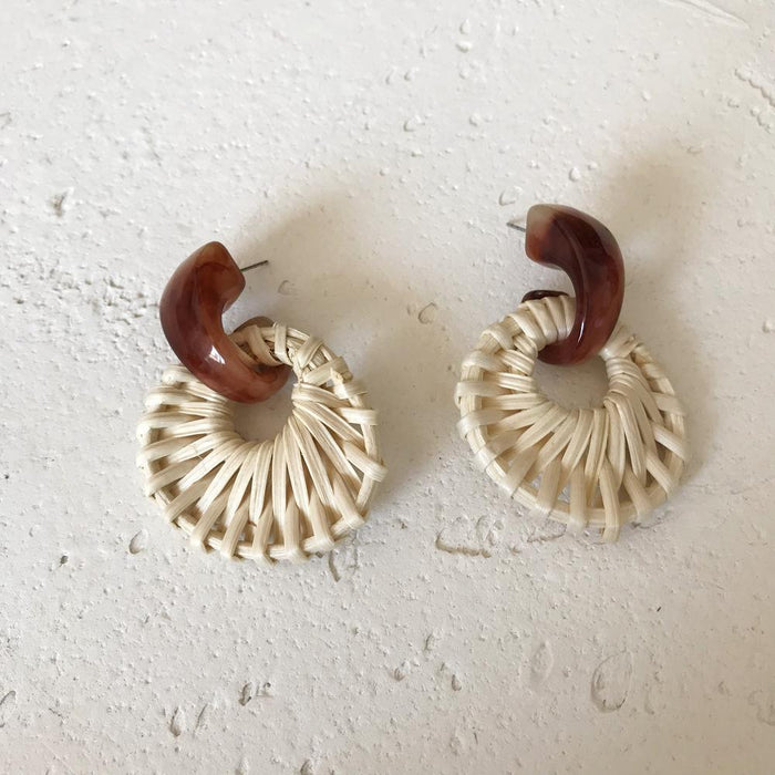 Acrylic Resin Earrings Bamboo Rattan Vintage Earrings Jewelry