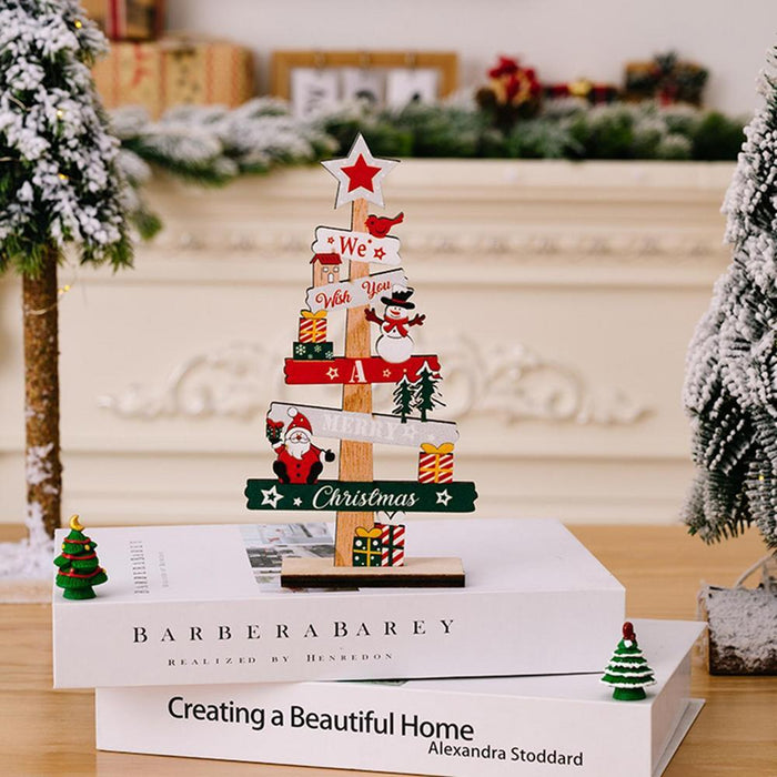 Wooden Desktop Christmas Tree Santa Claus DIY Decoration
