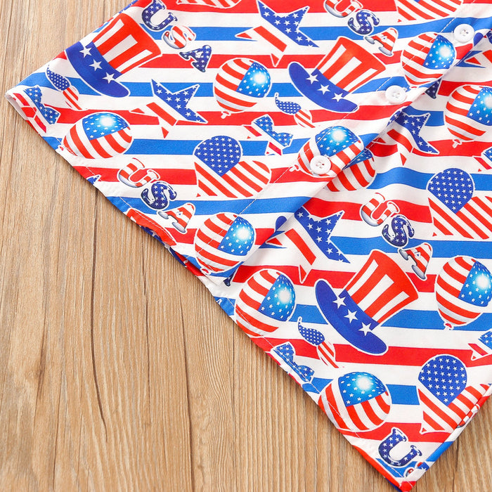 Boys' Lapel Short Sleeve Shirt Set