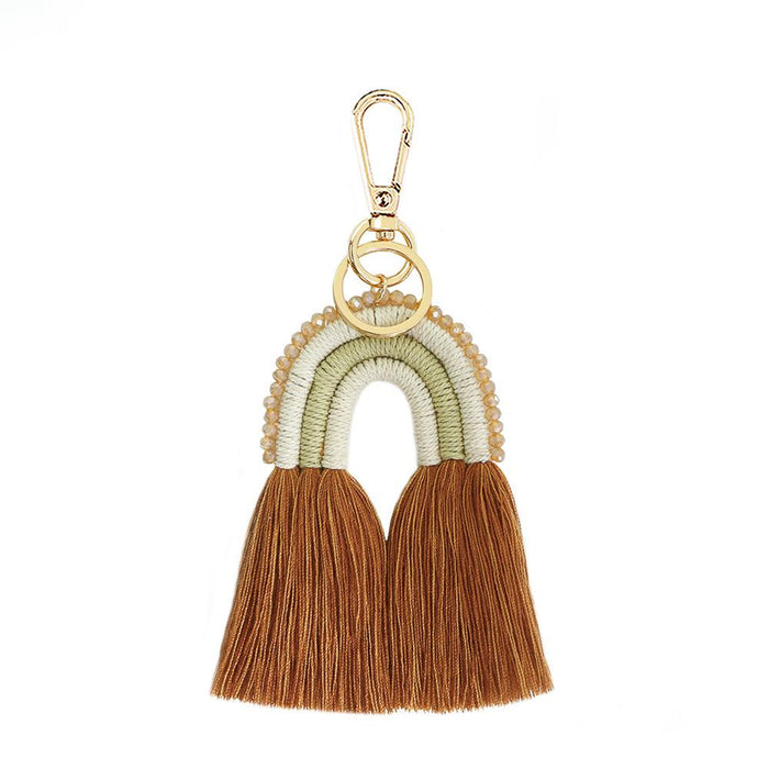 Tassel Keychains Hand Woven Rainbow Pendant