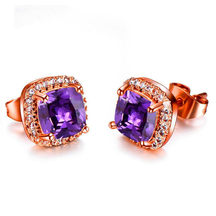 Yellow Pink Zircon Earrings Fashion Wedding Jewelry