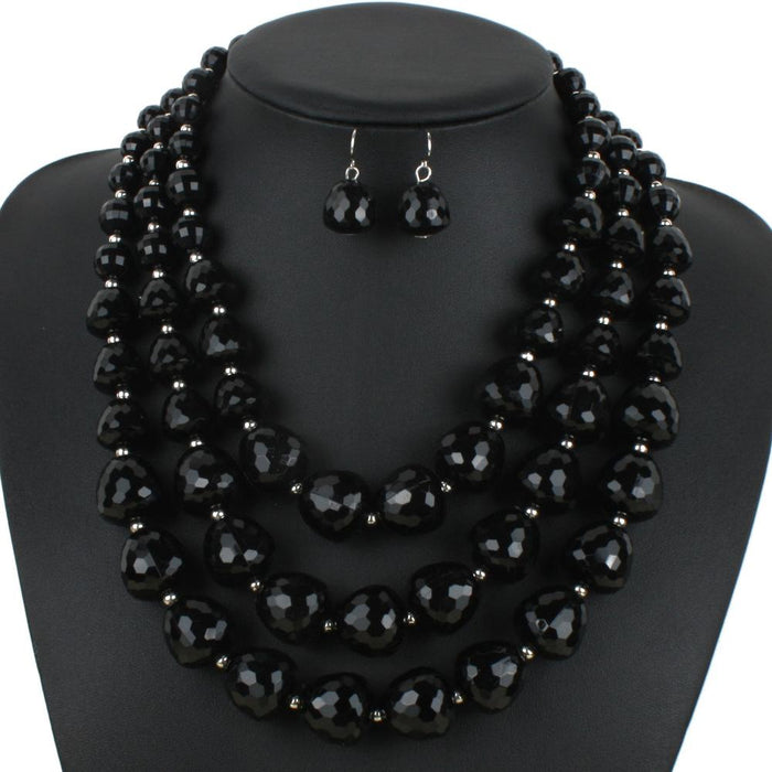 Women's jewelry color Beaded exaggerated Necklace Set