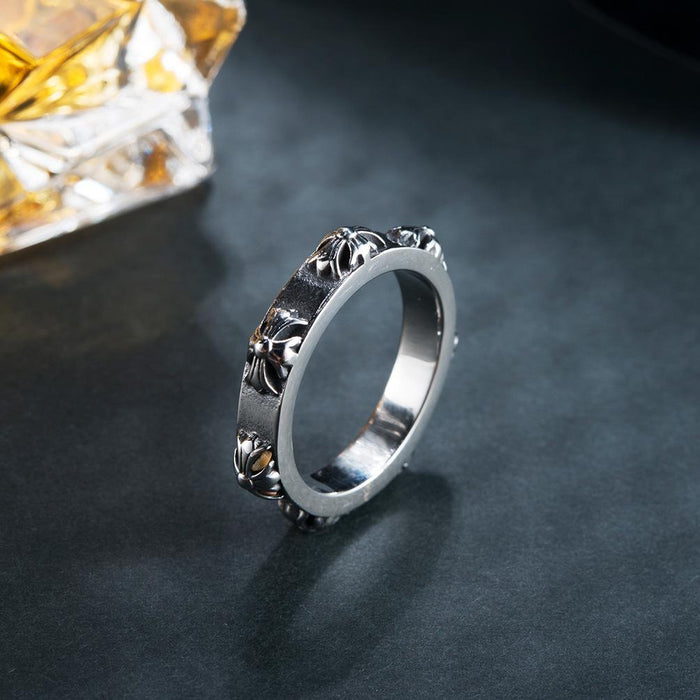 Flower Vintage Stainless Steel Ring Male
