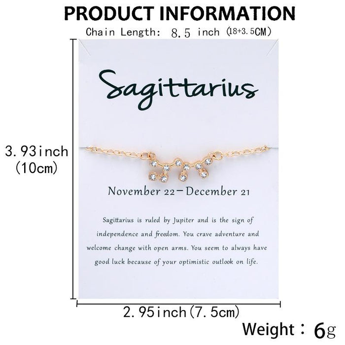 Twelve Constellations Bracelet Rhinestone Card Bracelet