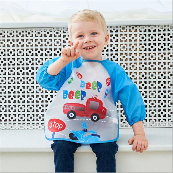 Cute Bibs Waterproof Long Sleeve Apron Children Feeding Smock