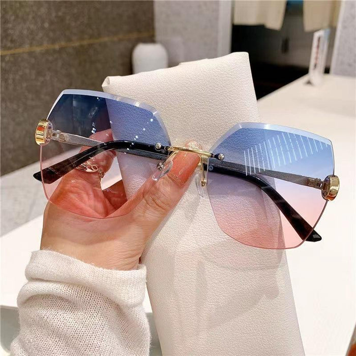 Ocean slice trimming Sunglasses diamond frameless shake