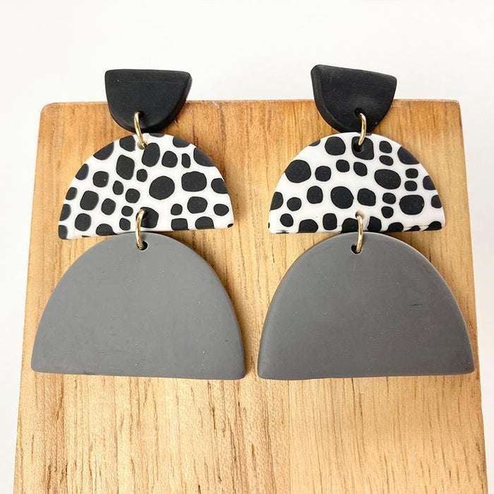Pastoral Leopard Pattern Large Polymer Clay Earrings