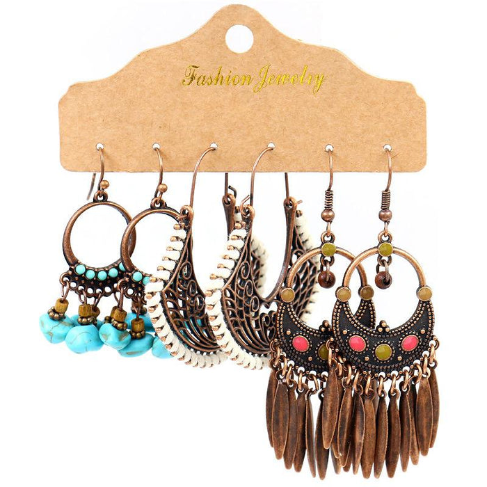 3 pairs/set Earrings Bohemian Style Jewelry X0X36193