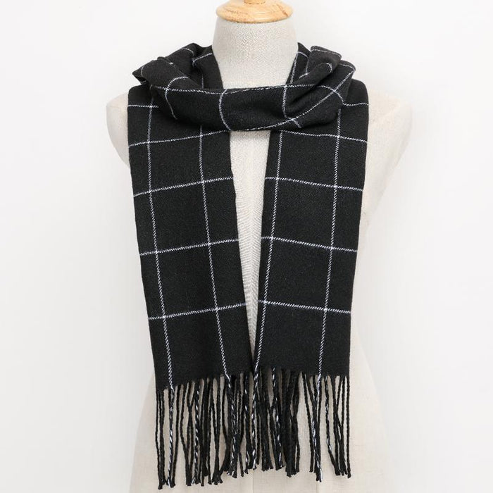 Winter Tassel Lattice Warm Scarves