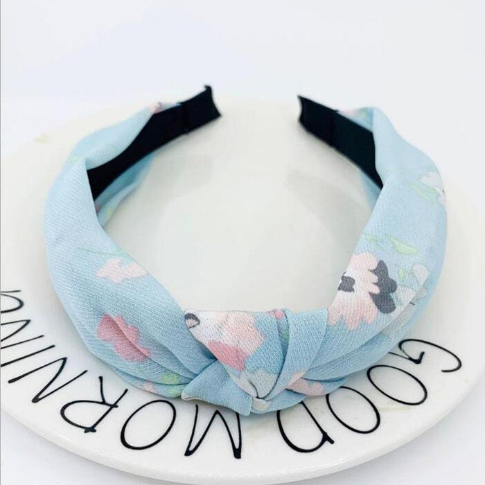 New Flower Headband Women Solid Color Knotted Hairband