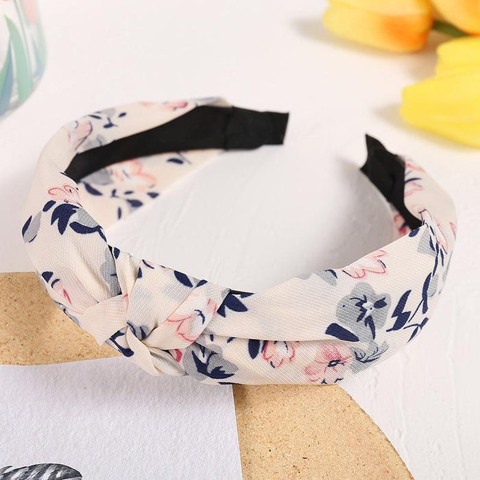 New Flower Headband Women Solid Color Knotted Hairband