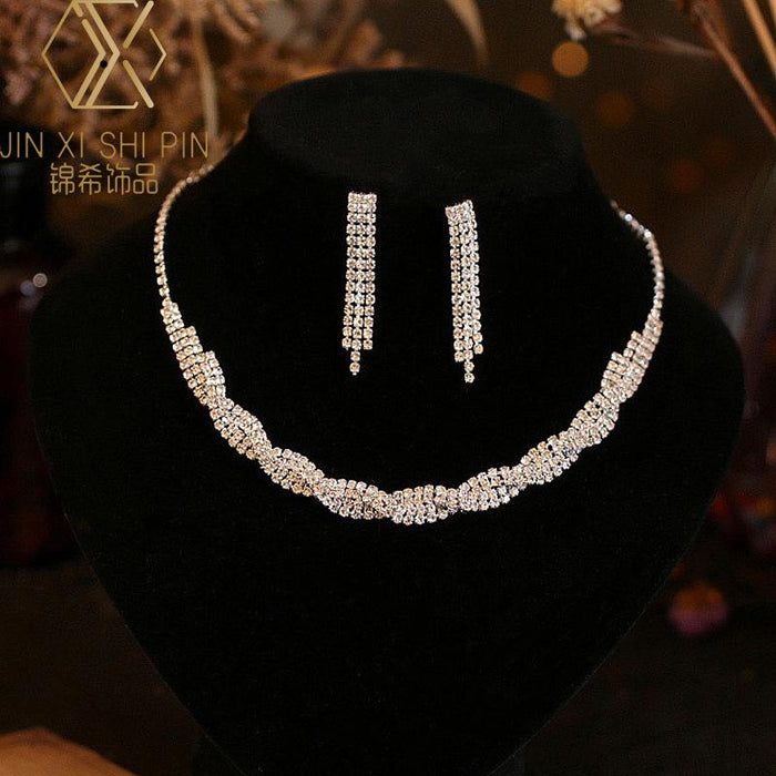 Fashion Woven Women's Jewelry Necklace Earring Set