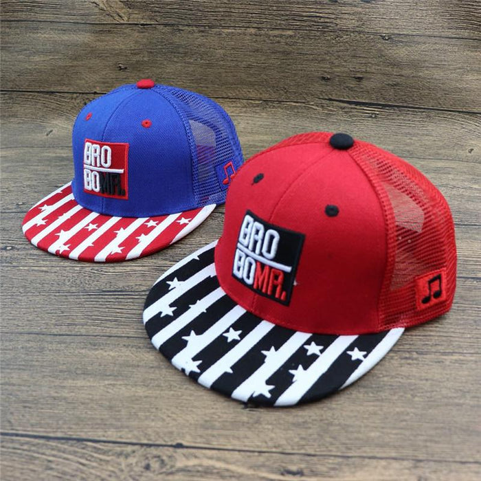 Children's Striped Pentagram Alphabet Hip Hop Mesh Baseball Cap