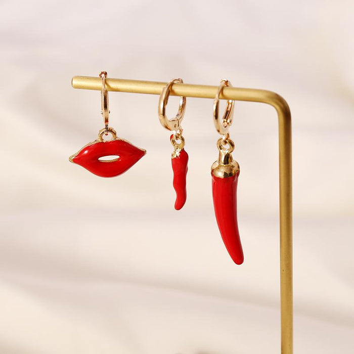 Red pepper lip stud earrings