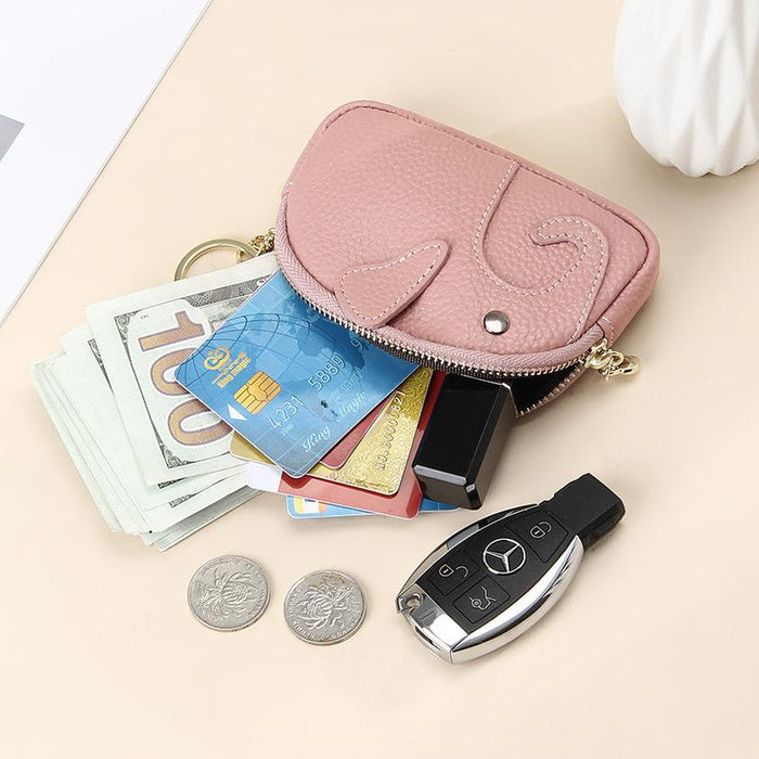 Genuine Leather Cute Elephant Mini Bag Wallet