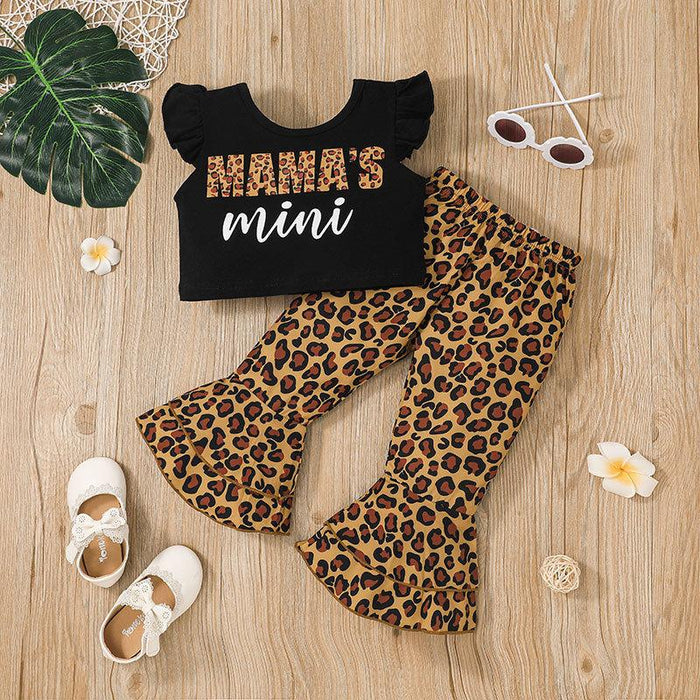 Little Girl Leopard Top Flared Pants Set