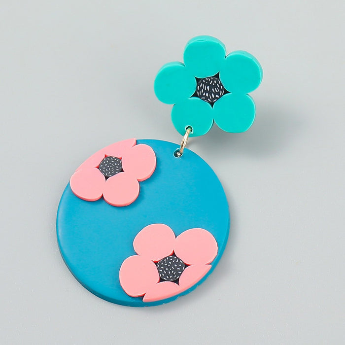 Summer Geometric Floral Terracotta Earrings