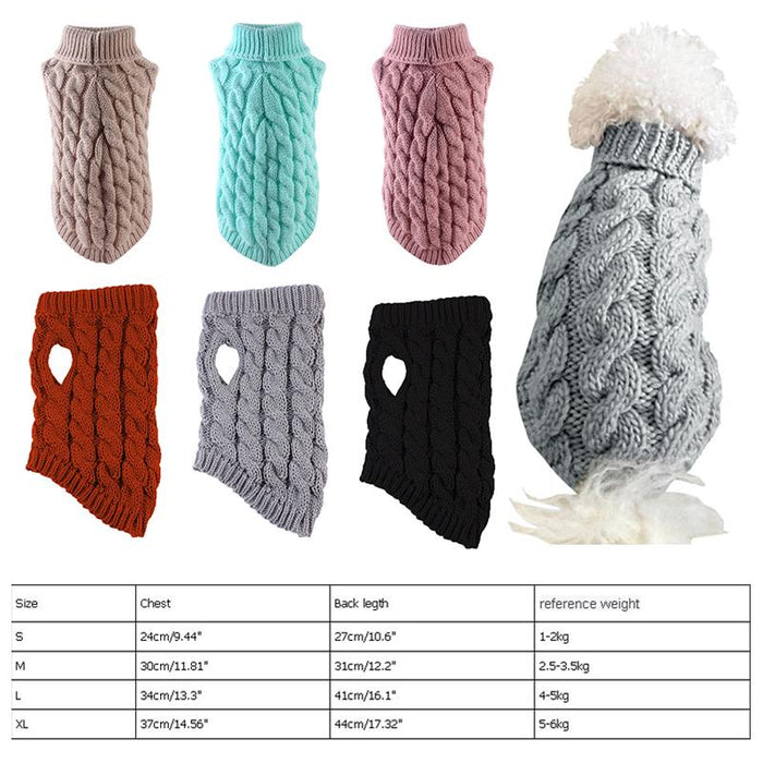 High collar knitted pet cat and dog clothes