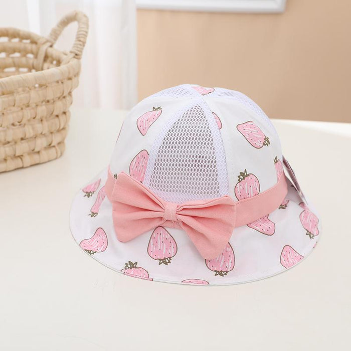 Summer Cute Fruit Bow Children's Hollow Net Hat Bucket Hat