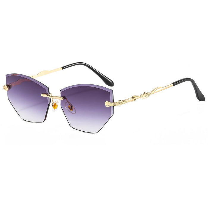 Colorful frameless Sunglasses diamond trimming