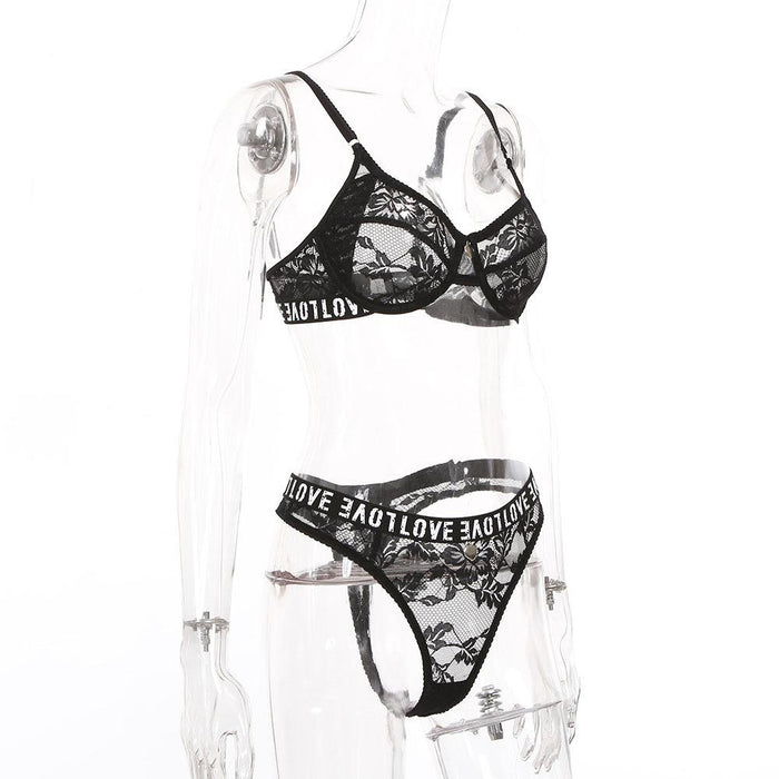 Women's Lace Alphabet Underwear Sexy Lingerie Set