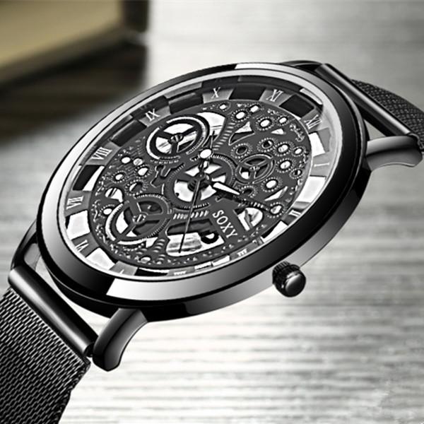 Hollow Steel Watches Men Retro Hombre Quartz Wrist Watch