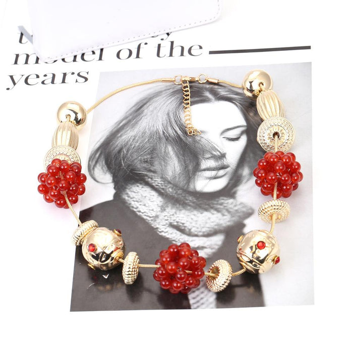 Hand woven garnet neck chain necklace