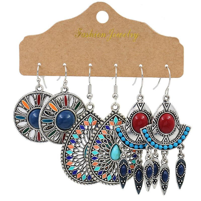3 pairs/set Earrings Bohemian Style Jewelry X0X36205