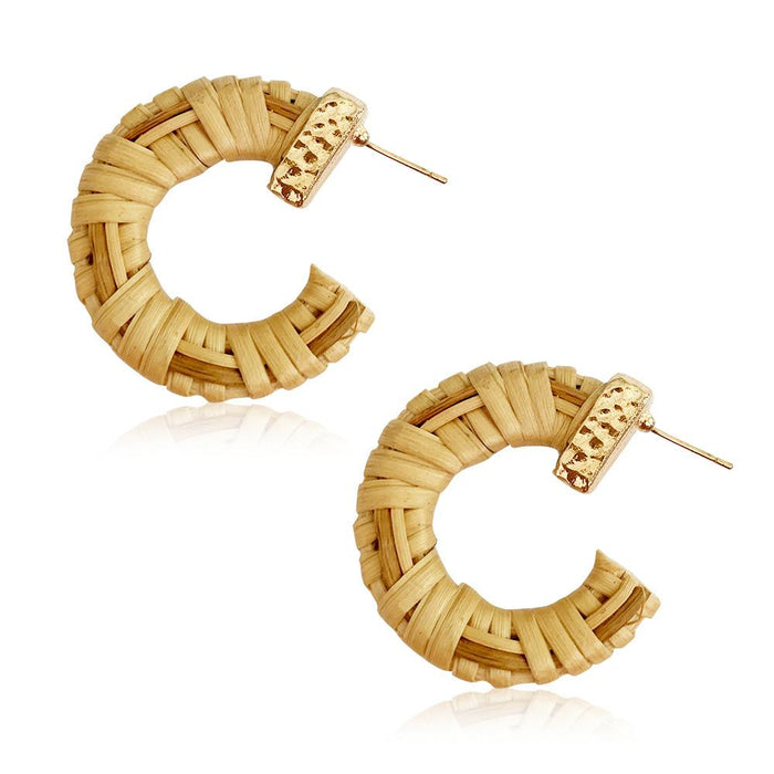 Bohemian Semicircle C-shaped Handmade Rattan Earrings