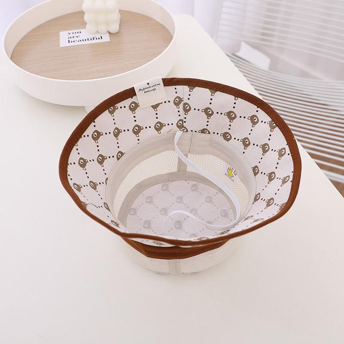 Summer Sunshade Wired Bear Print Children's Mesh Hat