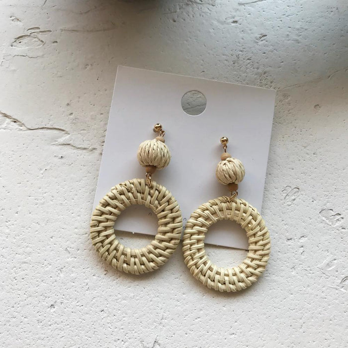Vintage Exaggerated Geometric Rattan Earrings
