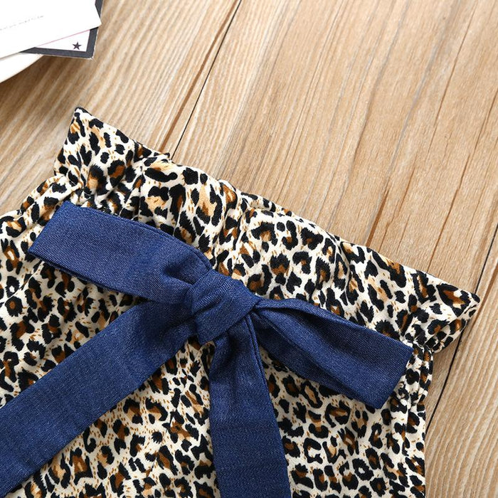 Baby Girl's Clothing Set Blue Leopard print Jumpsuit Shorts Set