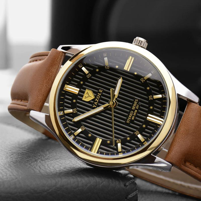 Yazole Watch Business Men's Watch Unique Luminous Leisure Leather Watches Fashion Quartz Watch