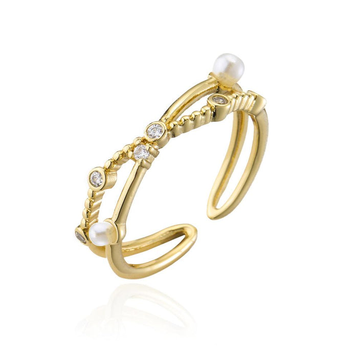 Stylish Simple Micro Set Zircon Geometric Open Ring