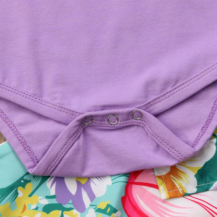 Two piece set of solid Flower Printed trousers