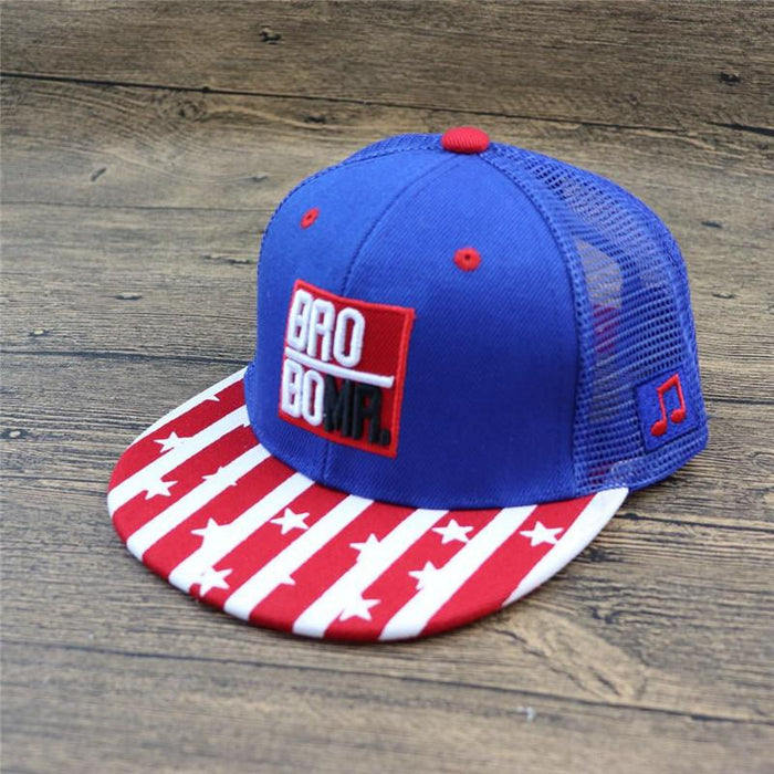 Children's Striped Pentagram Alphabet Hip Hop Mesh Baseball Cap