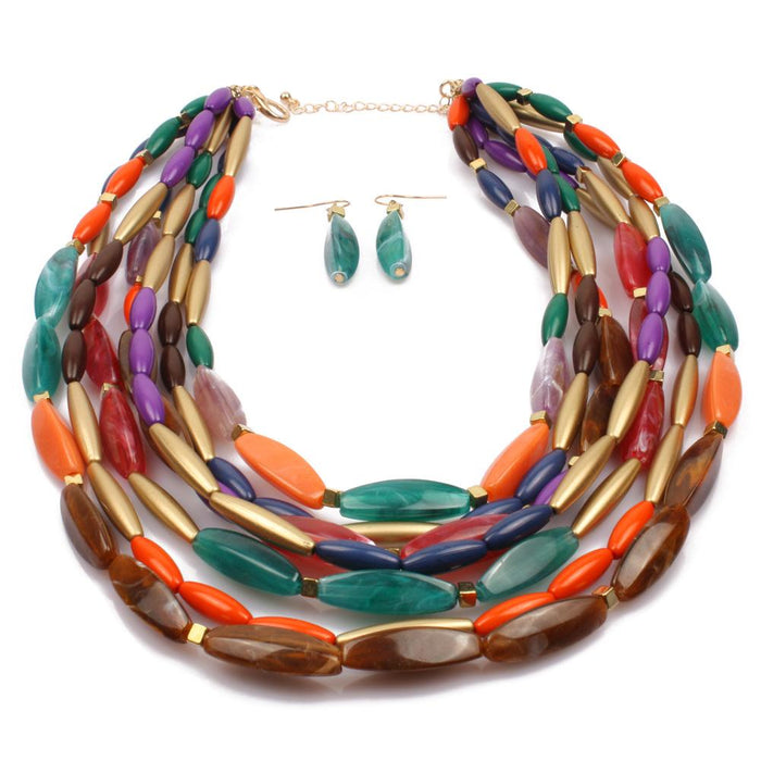 Fashion Exaggerated Multi-layer Two-color Female Jewelry Personality Necklace