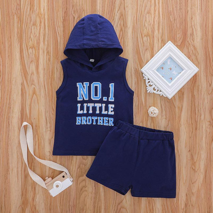 Sleeveless lettered Top + shorts two piece suit
